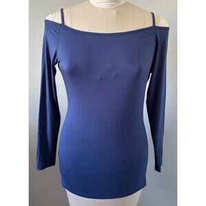 Bestisun Women’s NWT Open Back Strappy Long Sleeve Workout Shirt Size Small Navy